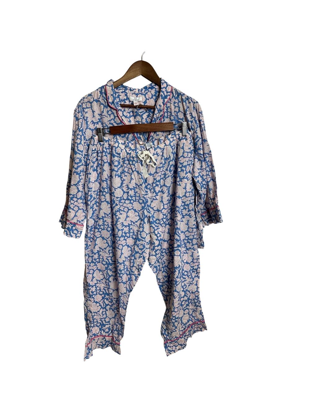 SZ Blockprints x J.Crew Long Sleeve Cotton Voile Pajama Set in Nila Print XL